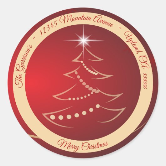 Rood & Goud Kerst Retouradres Label Sticker (Voorkant)