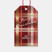 Rood Goud Kerst Tartan Patroon#7 ID1009 Cadeaulabel (Voorkant)