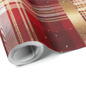 Rood Goud Kerst Tartan Patroon#7 ID1009 Cadeaupapier (Rol Hoek)