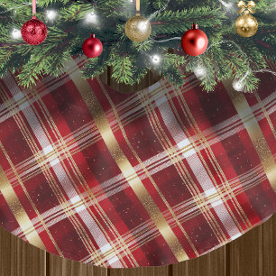 Rood Goud Kerst Tartan Patroon#7 ID1009 Kerstboom Rok