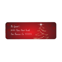 Rood & Goud Kerstboom Label