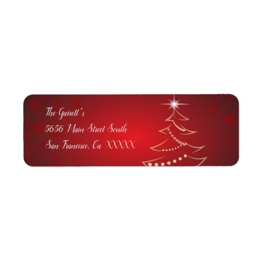 Rood & Goud Kerstboom Label (Voorkant)