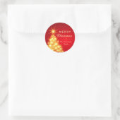 Rood Goud Kerstboom Vakantie Ronde Sticker (Tas)
