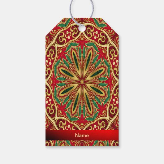 Rood Goud Kerstcadeau Label Cadeaulabel (Voorkant)