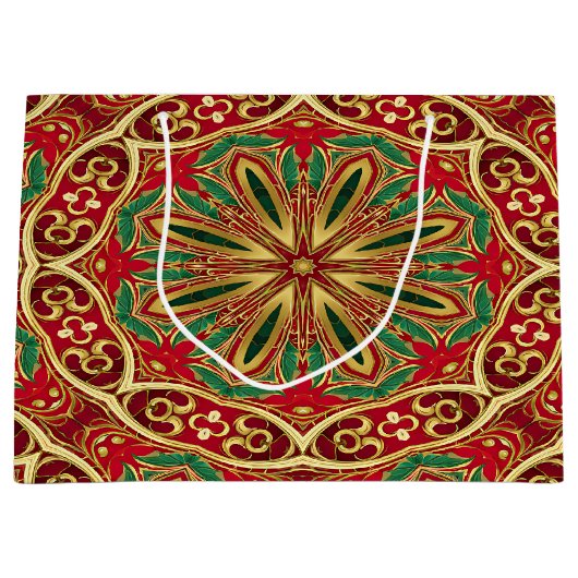 Rood Goud Kerstcadeau Tas Groot Cadeauzakje (Voorkant)