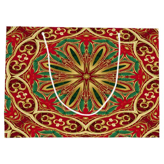 Rood Goud Kerstcadeau Tas Groot Cadeauzakje (Achterkant)