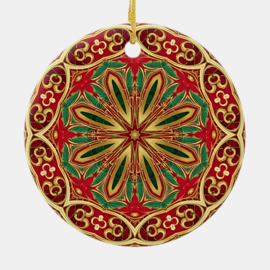 Rood Goud Kerstvakantie Ornament (Achterkant)