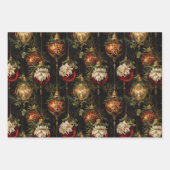 Rood Goud Kerstversiering en Vogels Inpakpapier Vel (Voorkant 3)