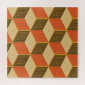 Rood Goud  Kubus Patroon Legpuzzel (Horizontaal)