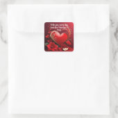 Rood-Goud Liefde Hart Valentijnse  Vierkante Sticker (Tas)
