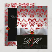 ROOD GOUD LINT & ZWARTE DAMAST MONOGRAM Robijn Kaart (Voorkant / Achterkant)