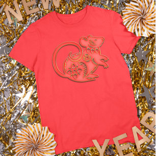Rood Goud Maandnieuwjaar Rat Chinees Dierenriem T-shirt