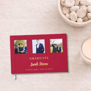 Rood goud naam script foto Afstuderen Gastenboek