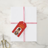 Rood Goud Notenkraker Joyeux Noel Kerst Gift Label Cadeaulabel (Met Touw)