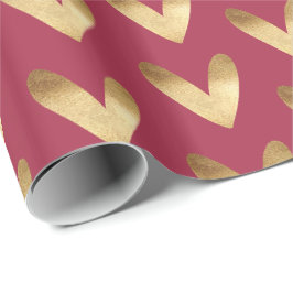 Rood Goud Ombre Harten Cadeaupapier