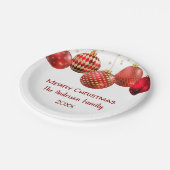 Rood & Goud Ornament Kerstfeest Papieren Bordje (Gekanteld)