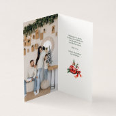 Rood & Goud Oude Kerstboom Vakantie Kaart (Binnen)