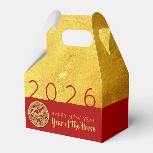 Rood Goud Paard Papercut 2026 PFBG Bedankdoosjes (Voorkant Zijde)