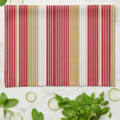 Rood Goud Pinstripe Kerstpatroon#28 ID1009 Theedoek (Gevouwen)