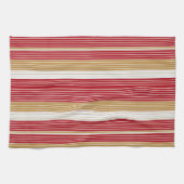 Rood Goud Pinstripe Kerstpatroon#28 ID1009 Theedoek (Horizontaal)