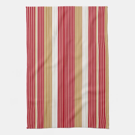 Rood Goud Pinstripe Kerstpatroon#28 ID1009 Theedoek (Verticaal)