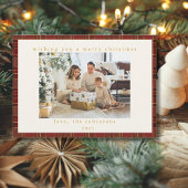 Rood Goud Plaid Aangepaste Foto Kerstmis Feestdagenkaart