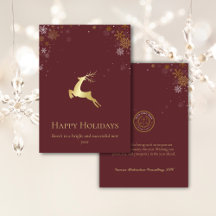 Rood & Goud Rendier Happy Holiday Business Logo