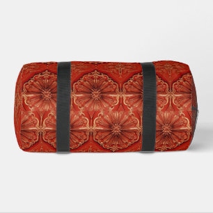 Rood Goud Retro Patroon Duffel Bag Plunjezak