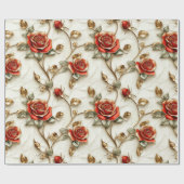 Rood Goud Rozen Cadeaupapier (Vlak)