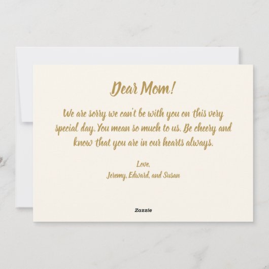 Rood Goud Rozen Moederdag Kaart (Achterkant)