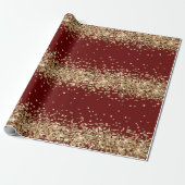 Rood Goud Sparkle Glitter Cadeaupapier (Uitgerold)