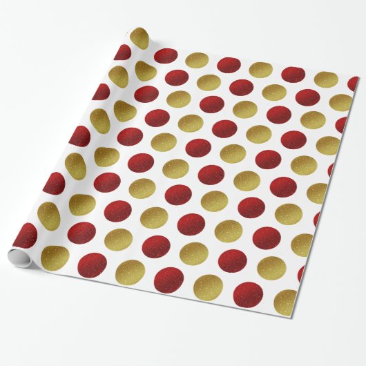 Rood Goud Sparkly Feestelijk Kerst Wrapping Papier (Uitgerold)