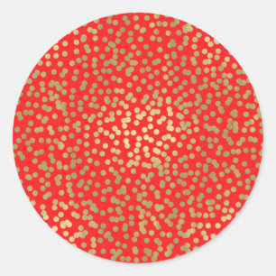 Rood & Goud Stippen Confetti Elegant Chique Glam P Ronde Sticker