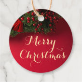 Rood & Goud Typografie Vrolijk Kerstfeest Bedankjes Labels (Voorkant)