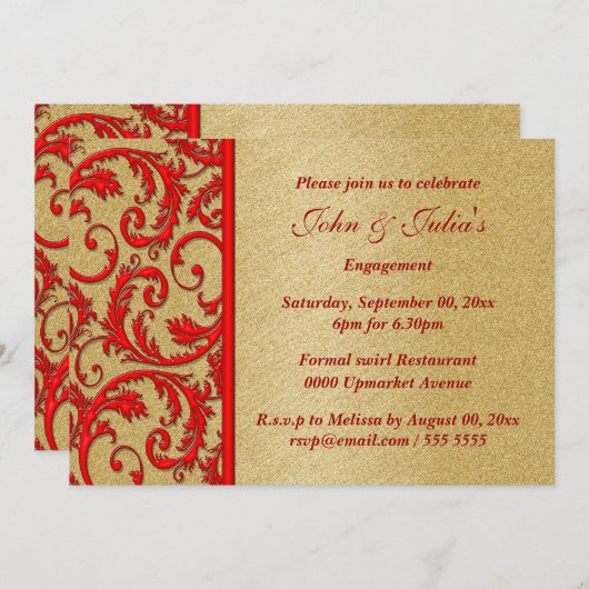 Rood goud verloving verjaardag PERSONALIZE Kaart (Voorkant / Achterkant)