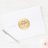 Rood goud Vrolijk kerstfeest Ronde Sticker (Envelop)