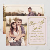 Rood & Goud Whimsische Kennisgeving van Bewaar de  Save The Date (Voorkant / Achterkant)