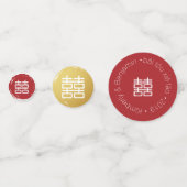 Rood Goud & Wit Bloesem Dubbel Geluk Chinees Confetti (Achterkanten)