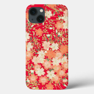 rood goud wit japans kimono floraal iPhone 13 hoesje