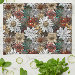 Rood goud witte bloemen theedoek
