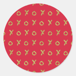 Rood & goud X O XO XO's Trendy Cute Ronde Sticker