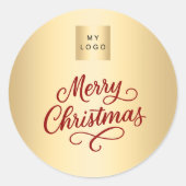 Rood goud zaken kerst ronde sticker (Voorkant)
