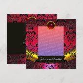 ROOD GOUD, ZWART DAMAST FOTO SJABLOON MONOGRAM KAART (Voorkant / Achterkant)