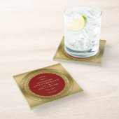 Rood & goudcirkel Lijst 50ste huwelijksontwerp Glazen Onderzetter (Schuin)