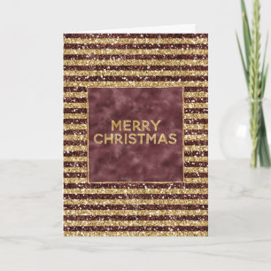 Rood Gouden Glitter Glans Strepen Kerstmis Kaart