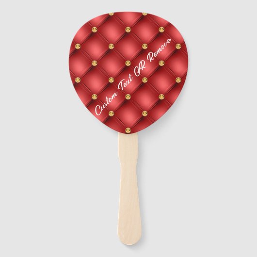 Rood Gouden Hand Fans met Aangepaste Tekst Handwaaier (Voorkant)
