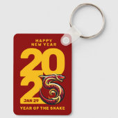 Rood Gouden Jaar van de Slang 2025 Sleutelhanger (Achterkant)