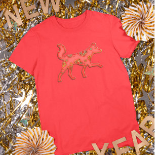 Rood Gouden Maan Nieuwjaar Hond Chinese Dierenriem T-shirt