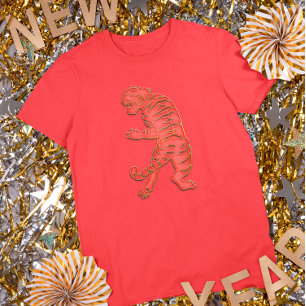 Rood Gouden Maan Nieuwjaar Tijger Chinese Dierenri T-shirt