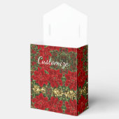 Rood & Gouden Poinsettia Patroon Tent Favor Box Bedankdoosjes (Geopend)